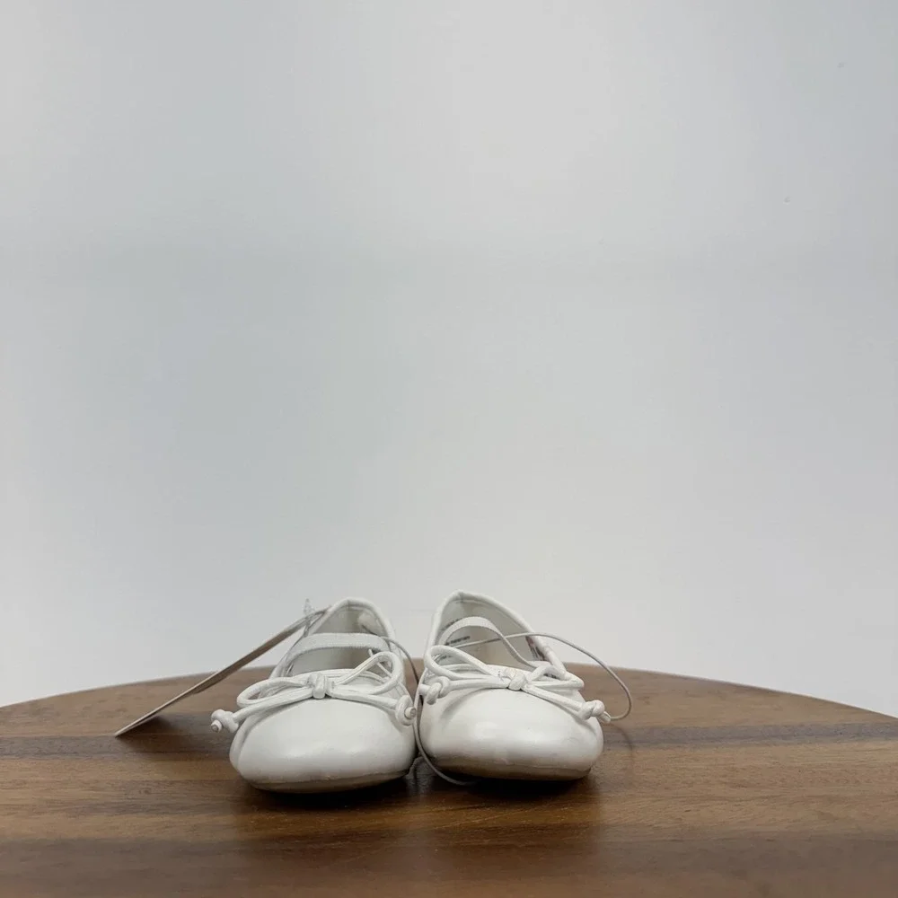 New Little Kids Nordstrom Rack Eleanor White Bow Formal Mary Jane Flats Size 8 C
